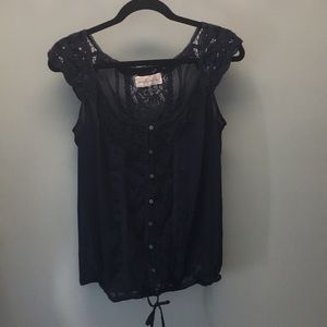 A&F Blue Sheer Lace Top